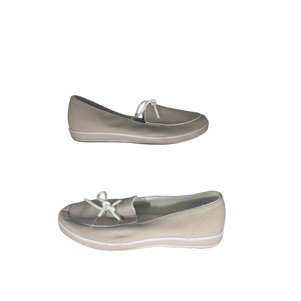Grasshoppers Canvas Loafers 9XW Beige Boat Shoes Coastal Preppy EF21877